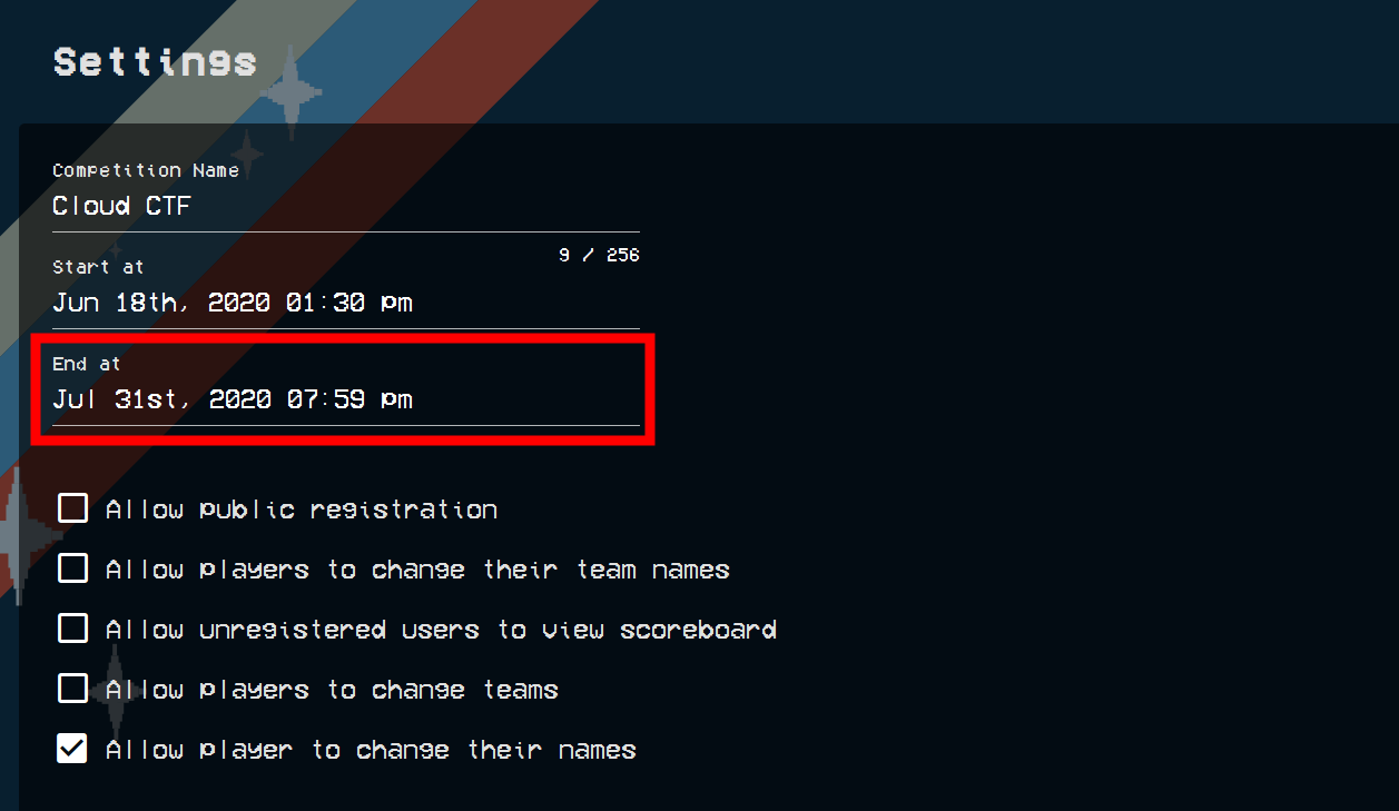 The end time field can be found just below the start time field, as the second option.