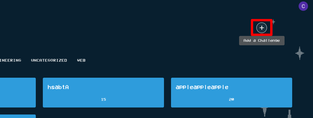The "Add a Challenge" button is in the shape of a plus icon in the top right of the page.
